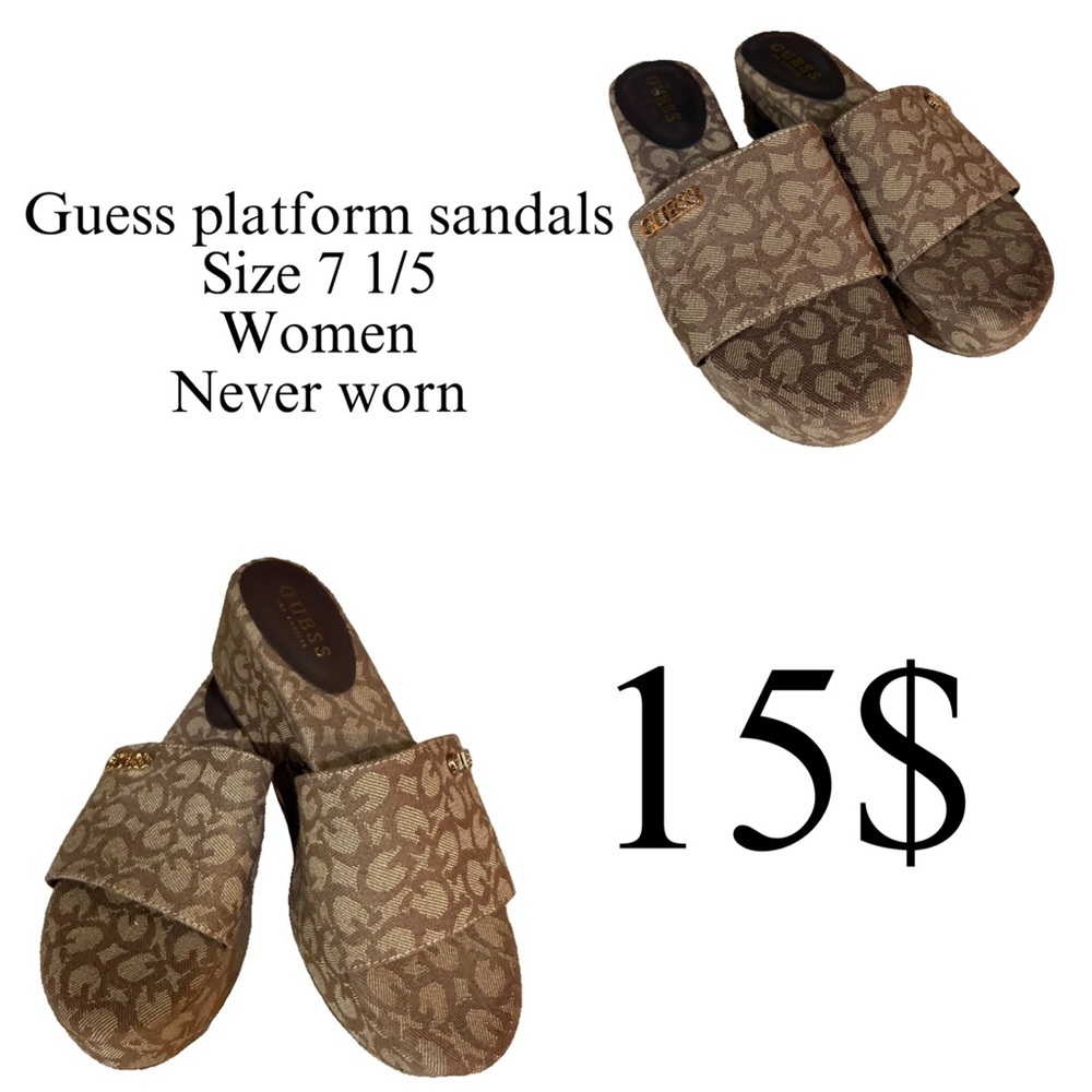 Guess Women's Platform Sandals - Brown Pattern